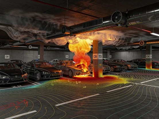 Fire and smoke propagation CFD simulation within a structure