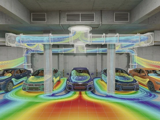 HVAC ventilation airflow CFD simulation in a building interior