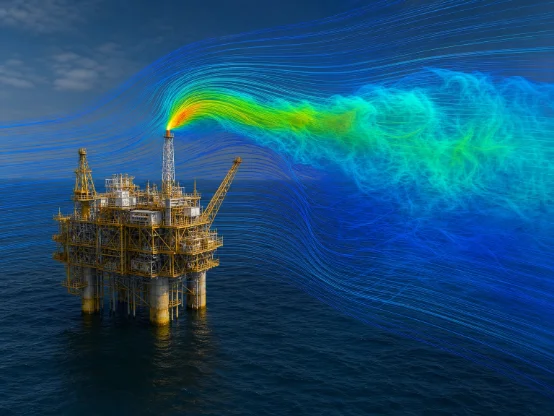 Gas dispersion CFD simulation across an oil and gas installation